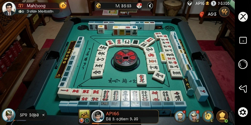 Tampilan gameplay seru dari API66, sebuah permainan Mahjong menarik.
