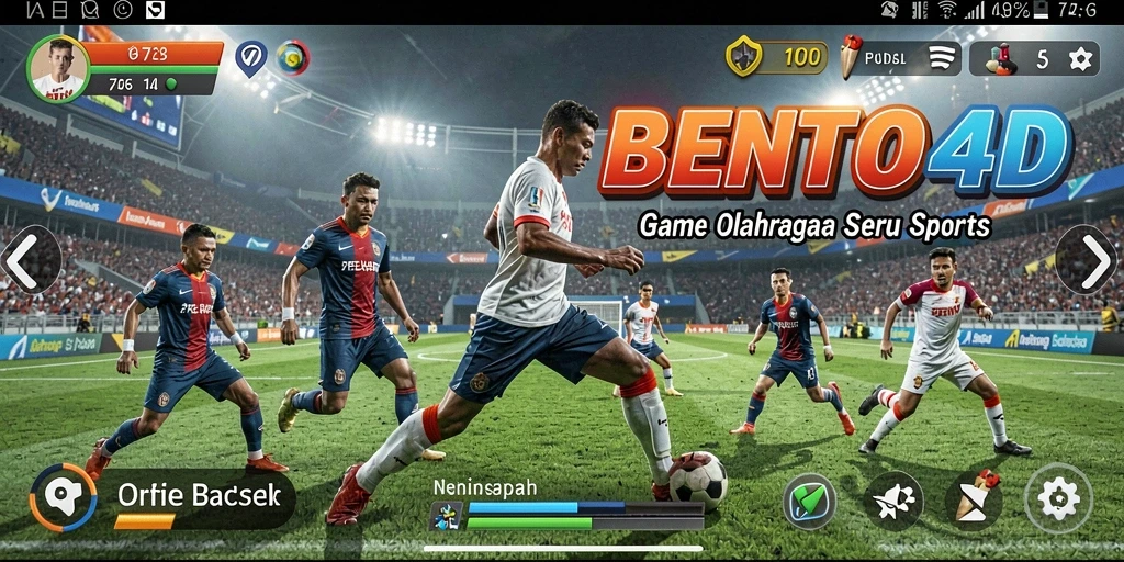 Screenshot BENTO4D menampilkan momen seru dalam pertandingan olahraga.