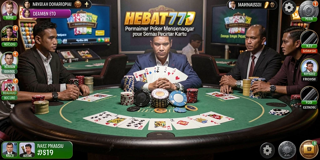 Tampilan gameplay Poker yang seru dan mendebarkan di HEBAT777.