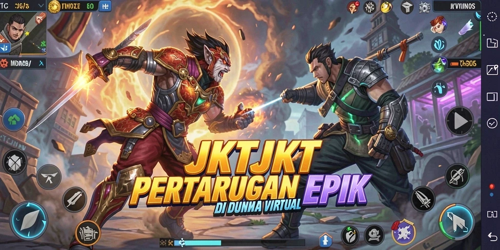 Tampilan aksi pertarungan dalam gameplay JKTJKT yang seru.