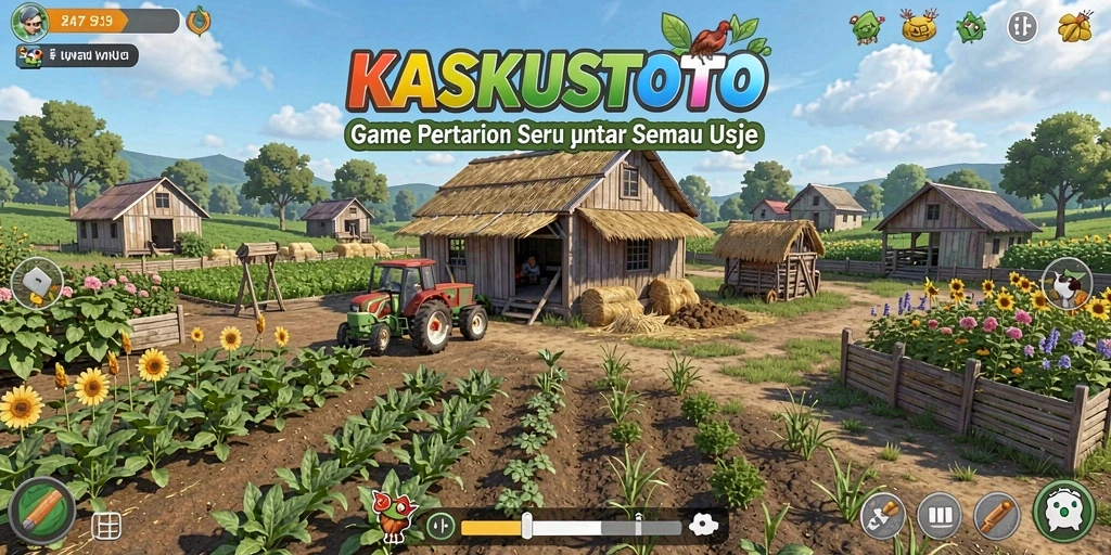 Tampilan permainan KASKUSTOTO yang menarik dengan aktivitas pertanian.