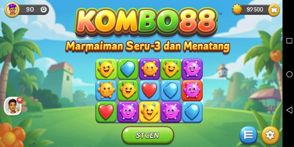 Tampilan gameplay seru dalam KOMBO88 yang menampilkan kecocokan elemen.