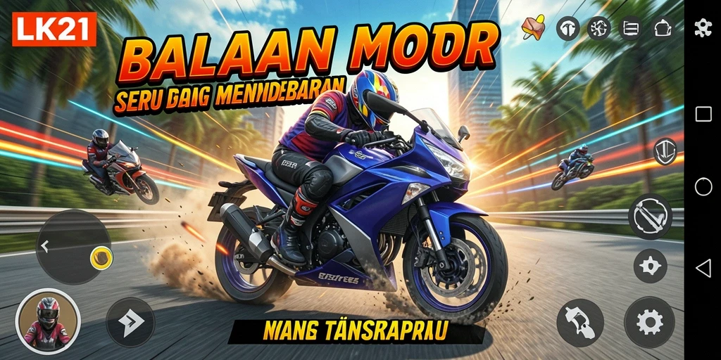 Tampilan seru gameplay balapan motor di LK21.