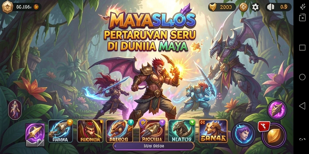 Tampilan gameplay <strong>MAYASLOTS</strong> saat pertarungan, menunjukkan aksi cepat dan seru.