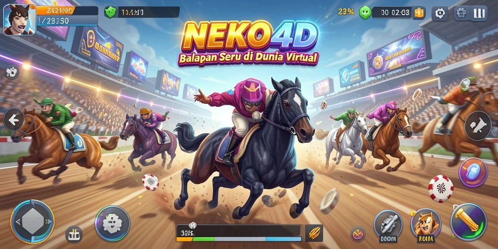 Gameplay Racing seru di NEKO4D dengan mobil yang melaju kencang.