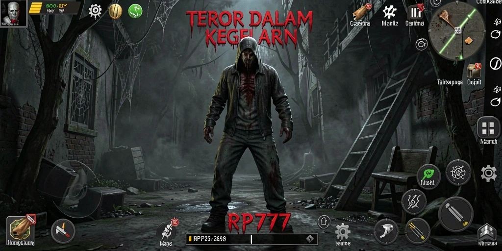 Screenshot gameplay RP777 menampilkan suasana horror yang mencekam.