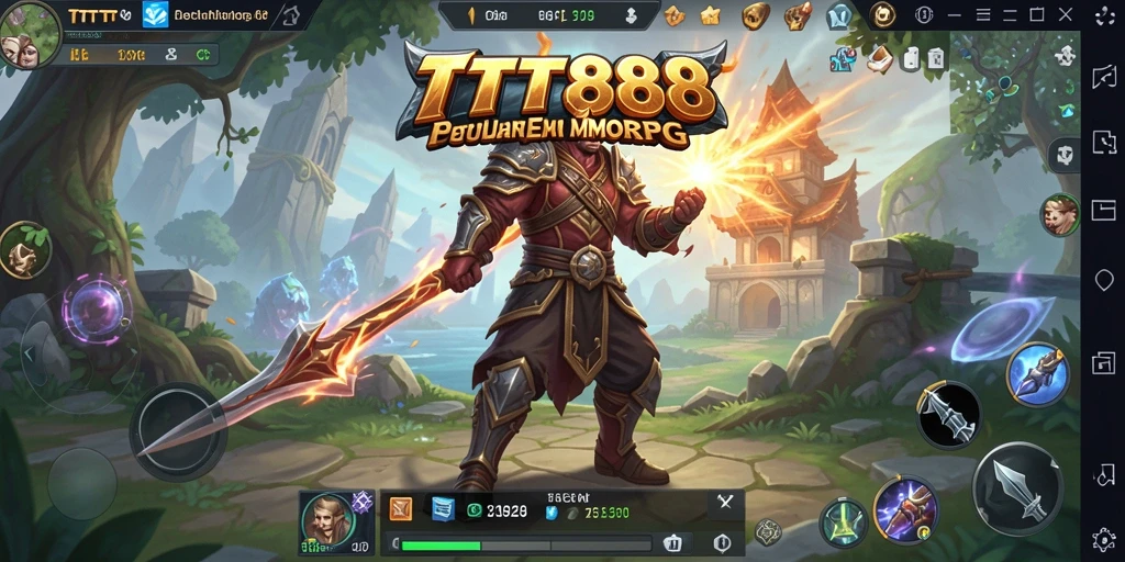 Screenshot utama TTT888 menampilkan aksi seru dalam pertempuran MMORPG.